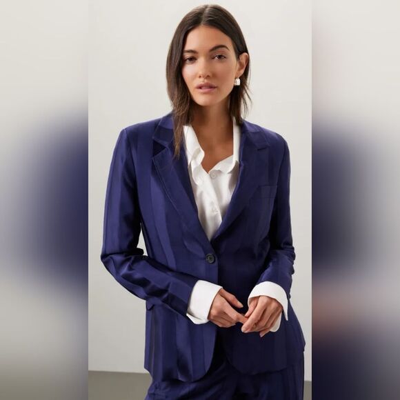 Câllas Navy Blue Striped James Blazer (42) - Picture 1 of 11